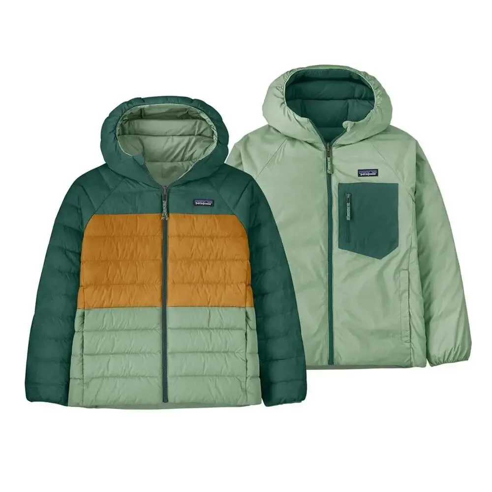 Patagonia Reversible Down Sweater Hoodie, Ellwood Green, Sz Med 10, NWT